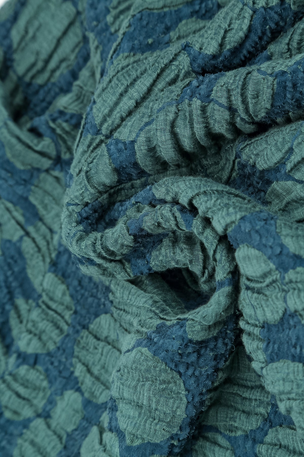 Flared Pockets Crinkled Deep Turquoise Circle Silk Linen Tunic