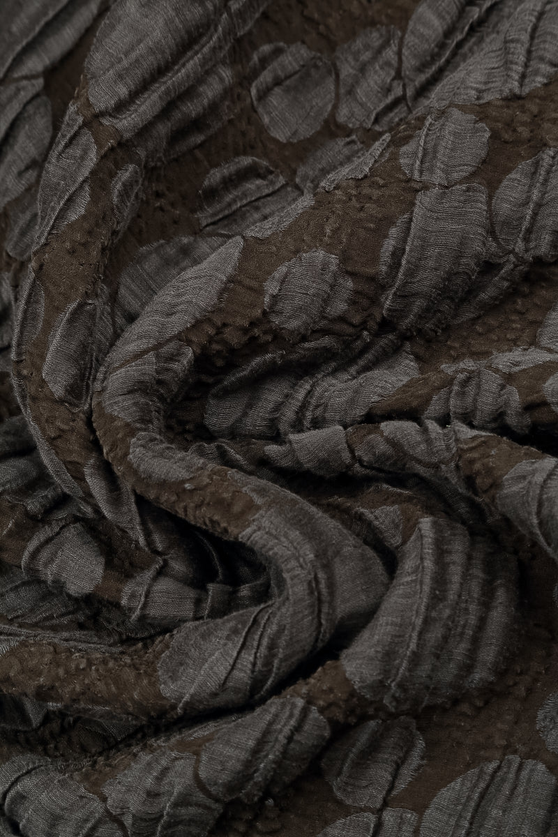 Flared Pockets Crinkled Forest Brown Circle Silk Linen Tunic 5