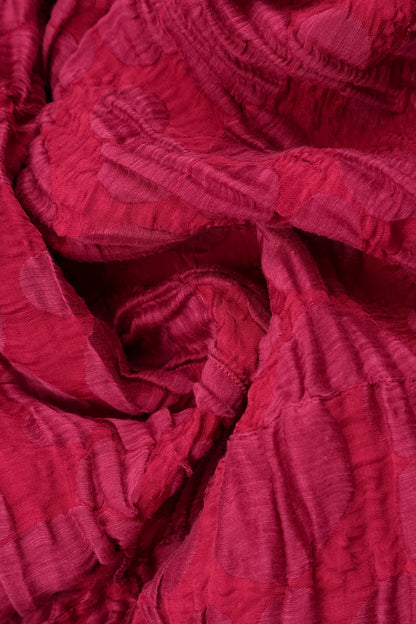 Flared Pockets Crinkled Ruby Circle Silk Linen Tunic