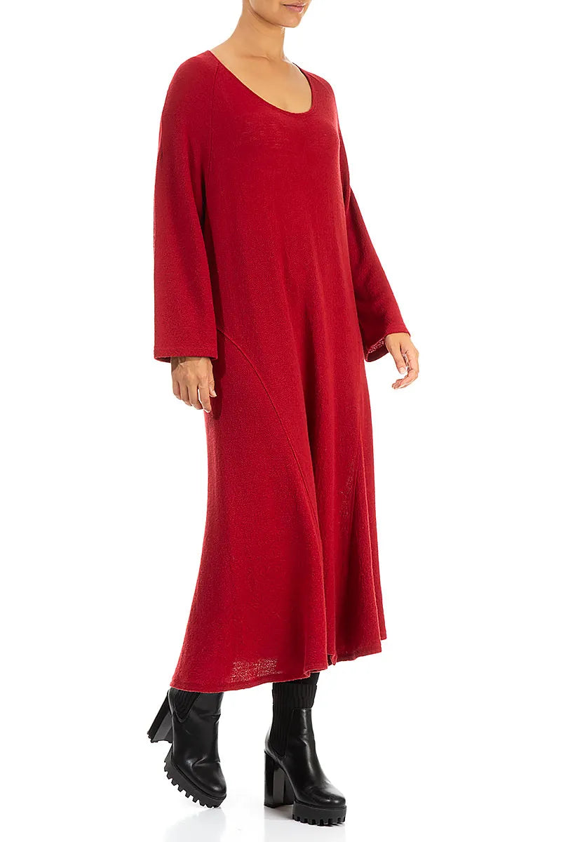 Flared Red Wool Dress 3