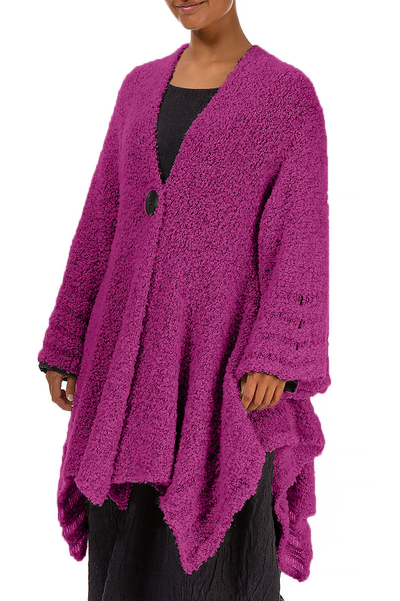 Flared Royal Fuchsia Alpaca Wool Cardigan