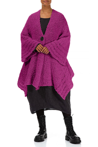 Flared Royal Fuchsia Alpaca Wool Cardigan