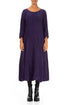 Flared Royal Purple Crinkled Silk Linen Dress 1