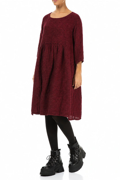 Flared Ruby Mélange Linen Midi Dress