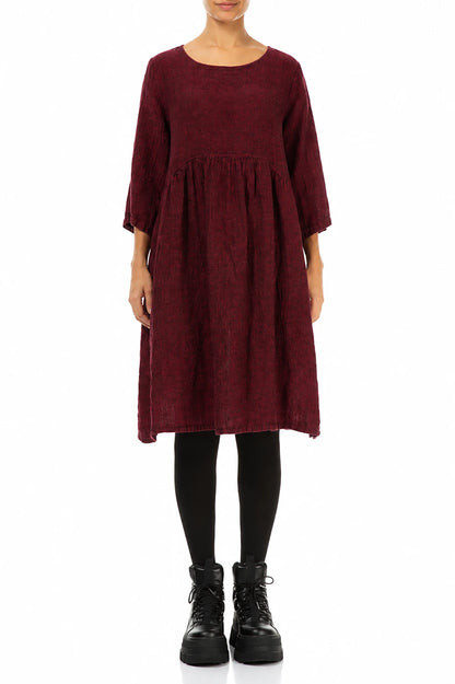 Flared Ruby Mélange Linen Midi Dress