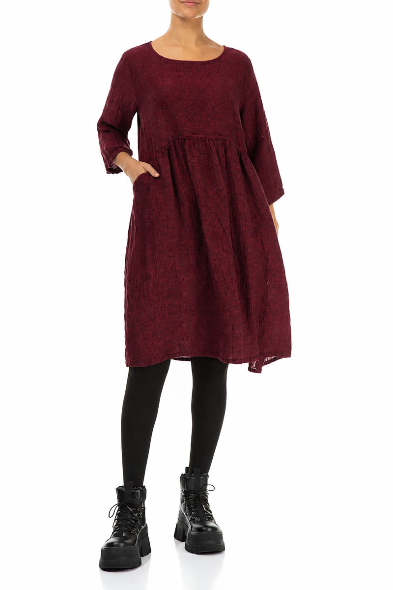 Flared Ruby Mélange Linen Midi Dress