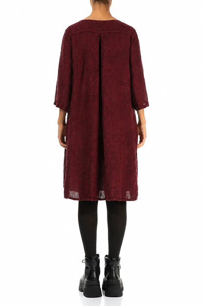 Flared Ruby Mélange Linen Midi Dress