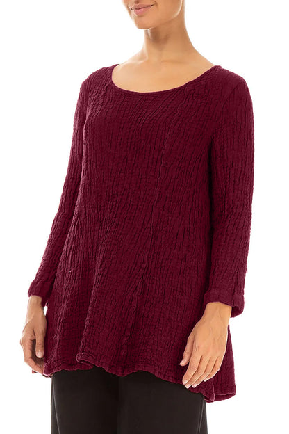 Flared Ruby Textured Linen Tunic 3