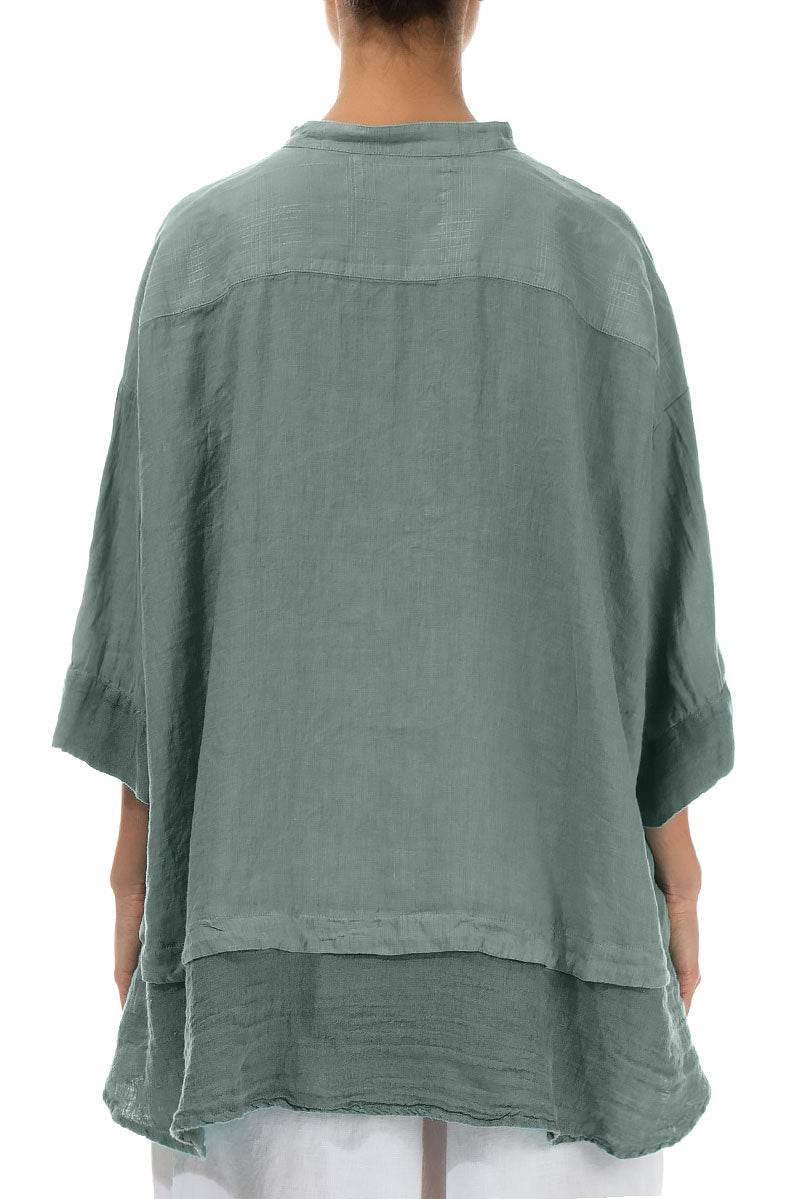 Flared Sage Linen Shirt