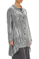Flared Silver Crumpled Silk Velvet Jacket 4