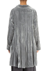 Flared Silver Crumpled Silk Velvet Jacket 3