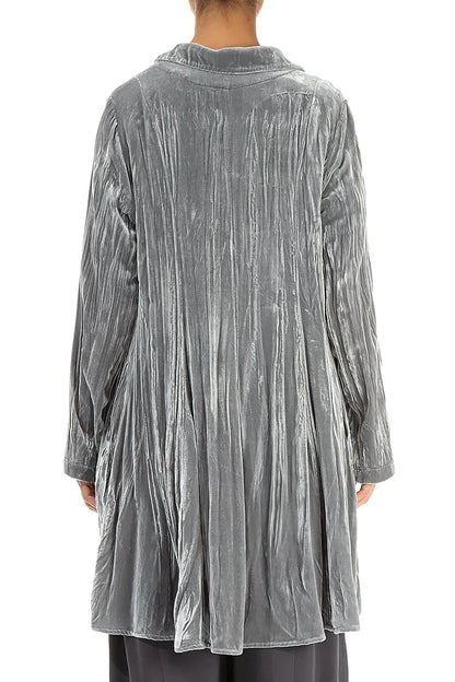 Flared Silver Crumpled Silk Velvet Jacket 3