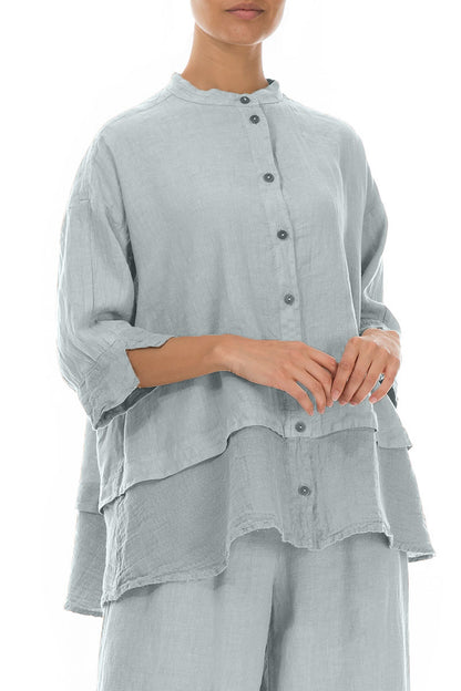 Flared Silver Grey Linen Shirt