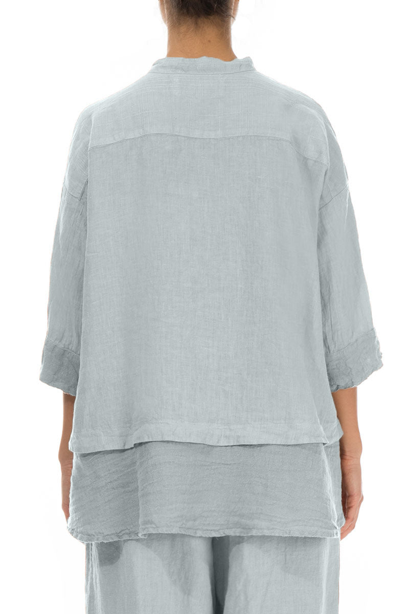 Chemise en lin gris argenté évasée