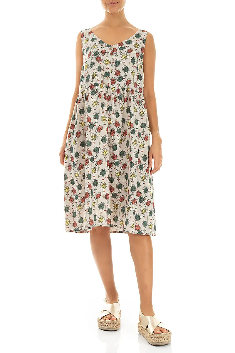 Robe en lin évasée à imprimé floral Esquisse