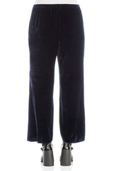 Flared Slate Blue Silk Velvet Trousers 2