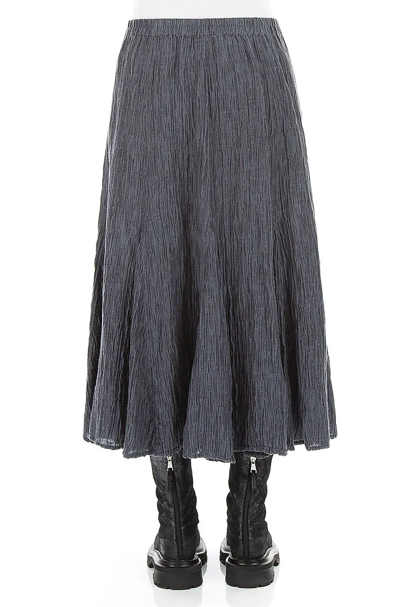 Flared Slate Crinkled Silk Skirt 2