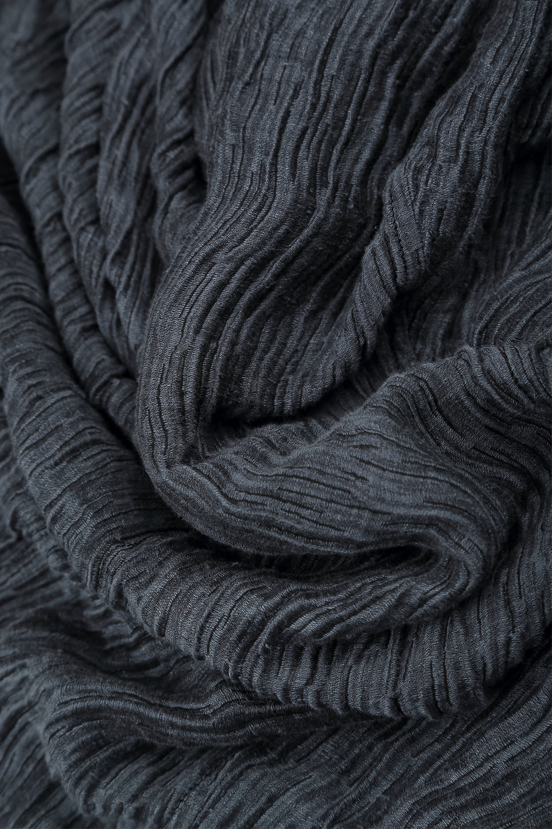 Flared Slate Crinkled Silk Skirt 6
