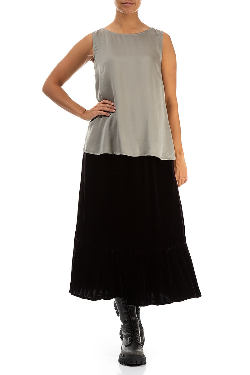 Sleeveless Silver Sage Silk Top