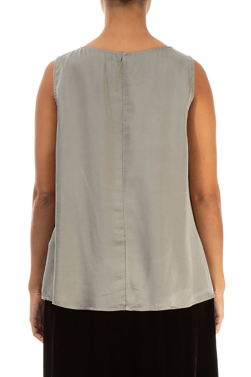 Sleeveless Silver Sage Silk Top