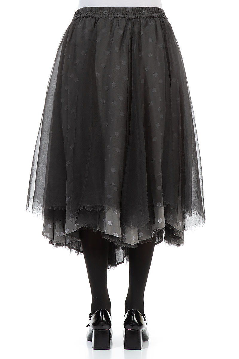 Flared Storm Grey Silk Chiffon Skirt