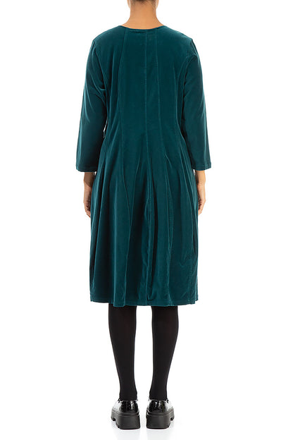 Flared Teal Corduroy Dress