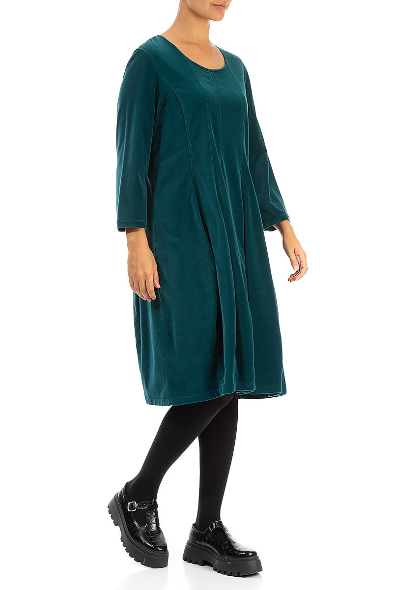 Flared Teal Corduroy Dress