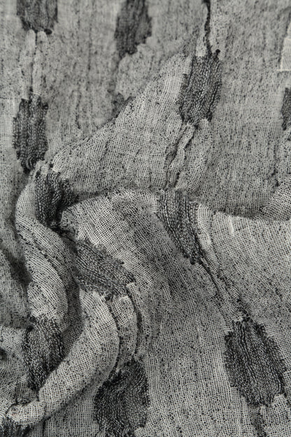 Flared Textured Bubbles Grey Linen Dress 5