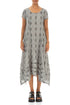 Flared Textured Bubbles Grey Linen Dress 1