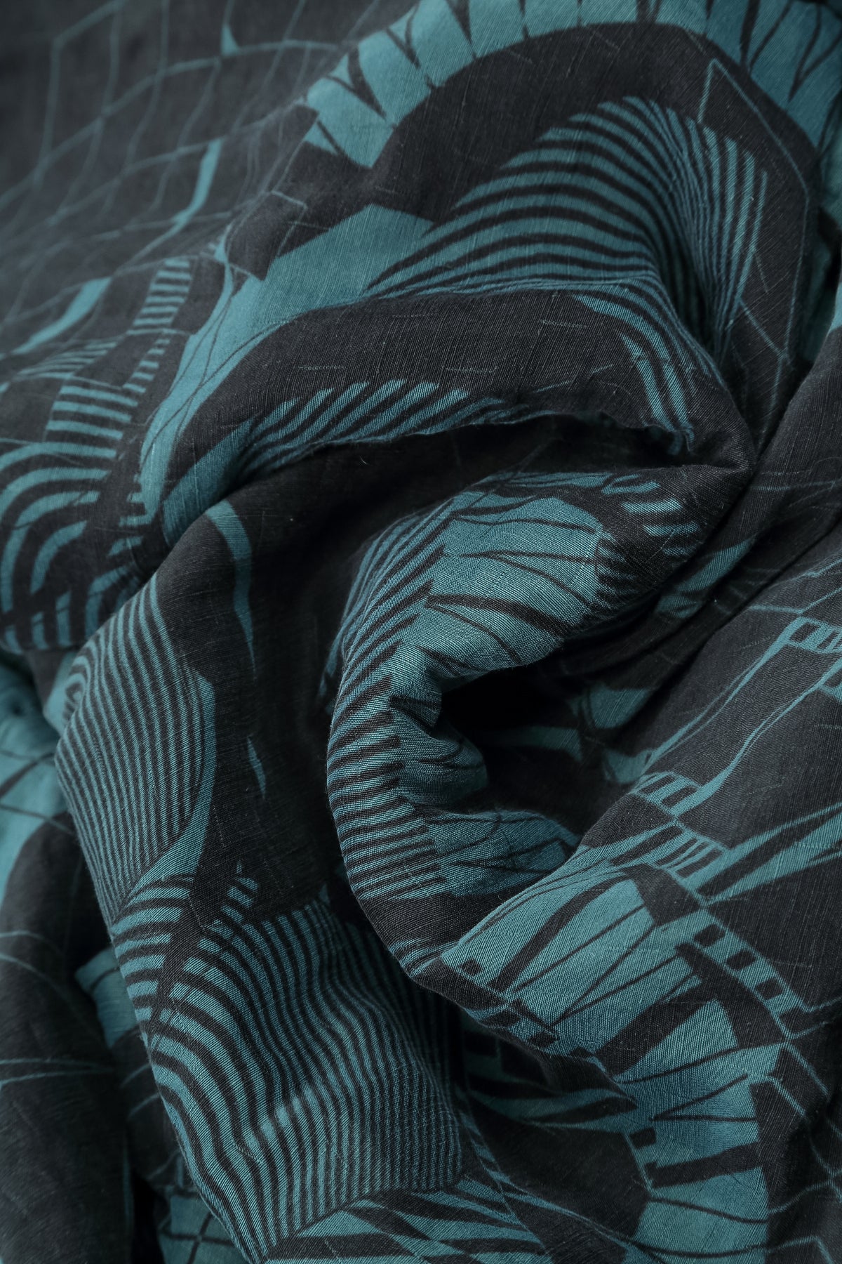 Flared Textured Deep Turquoise Orbit Silk Linen Tunic