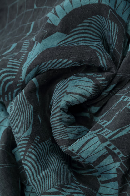 Flared Textured Deep Turquoise Orbit Silk Linen Tunic