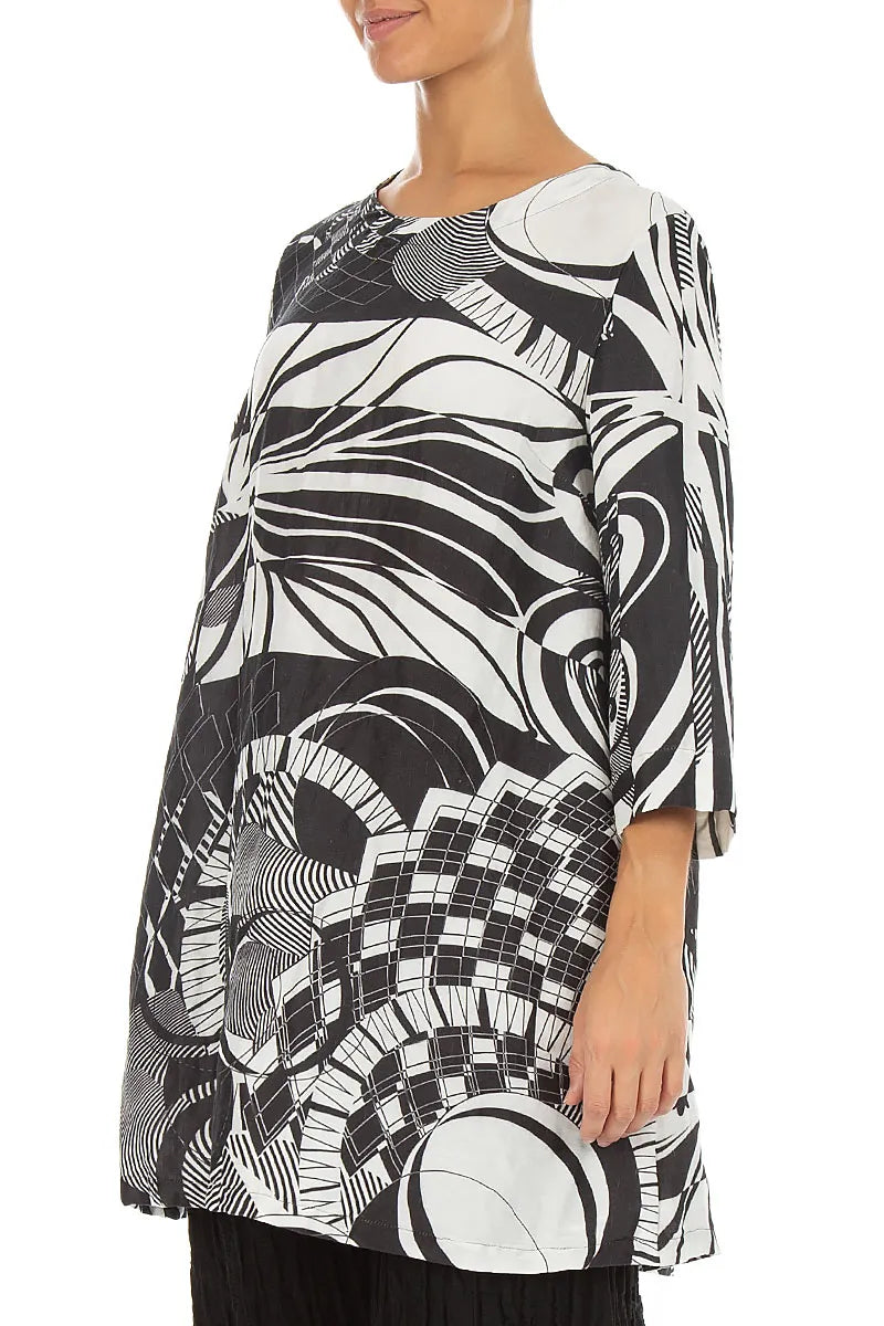 Flared Textured Orbit Silk Linen Tunic 4