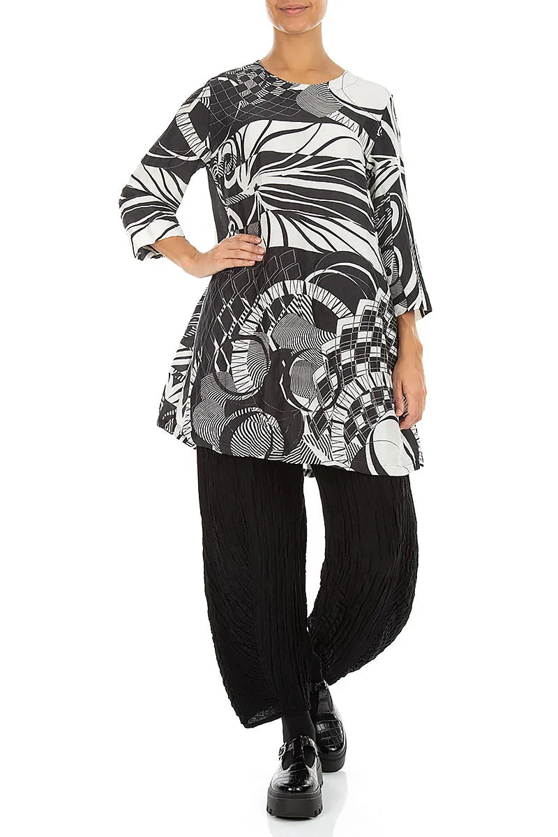 Flared Textured Orbit Silk Linen Tunic 5