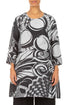 Flared Textured Pearl Grey Orbit Silk Linen Tunic 1
