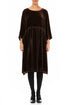 Flared Truffle Brown Silk Velvet Dress 1