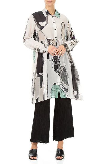 Flared Tumbled Stone Silk Cotton Jacket 4