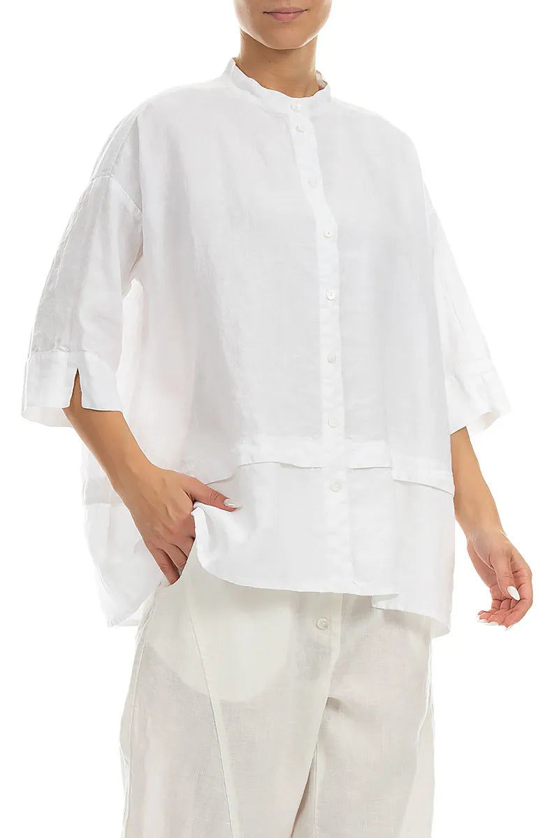 Flared White Linen Shirt 3