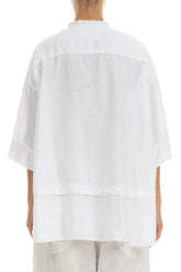 Flared White Linen Shirt 2
