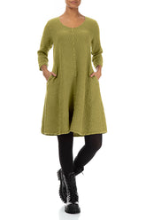 Floaty Golden Lime Textured Linen Dress 4