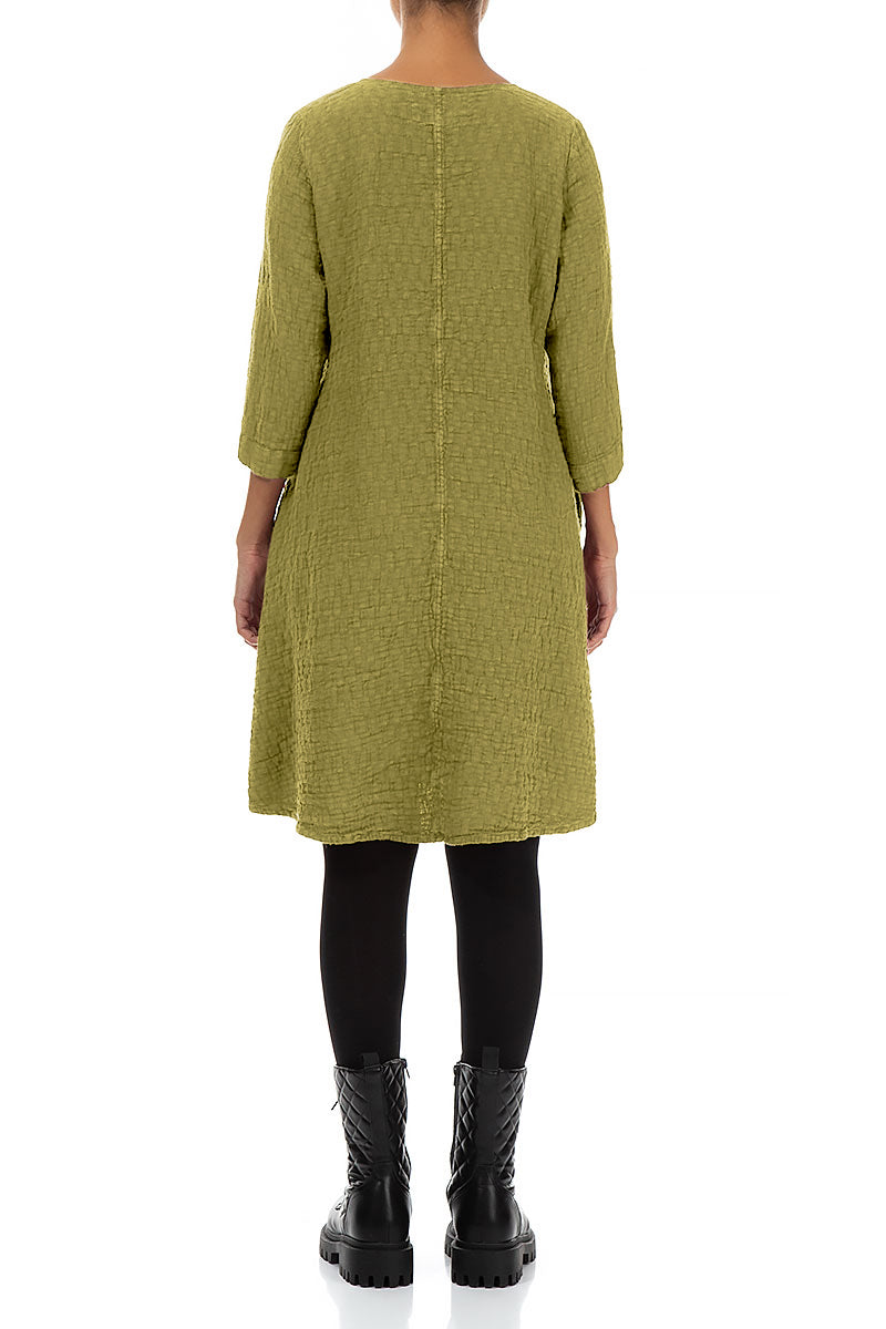 Floaty Golden Lime Textured Linen Dress 2