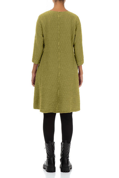 Floaty Golden Lime Textured Linen Dress 2