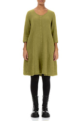 Floaty Golden Lime Textured Linen Dress 1