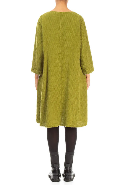 Floaty Golden Lime Textured Linen Dress