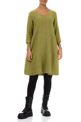 Floaty Golden Lime Textured Linen Dress 3