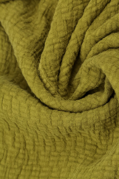Floaty Golden Lime Textured Linen Dress