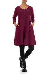 Floaty Magenta Textured Linen Dress 3