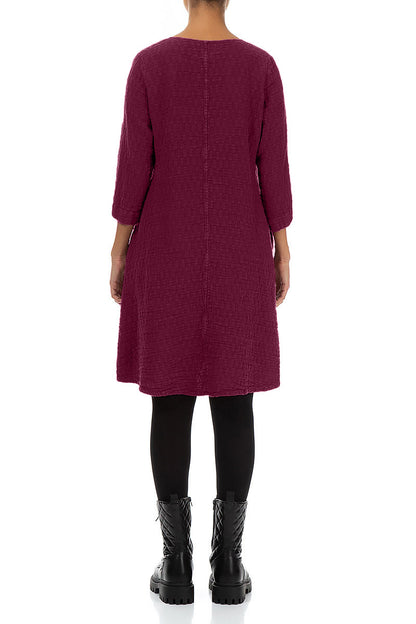 Floaty Magenta Textured Linen Dress 2