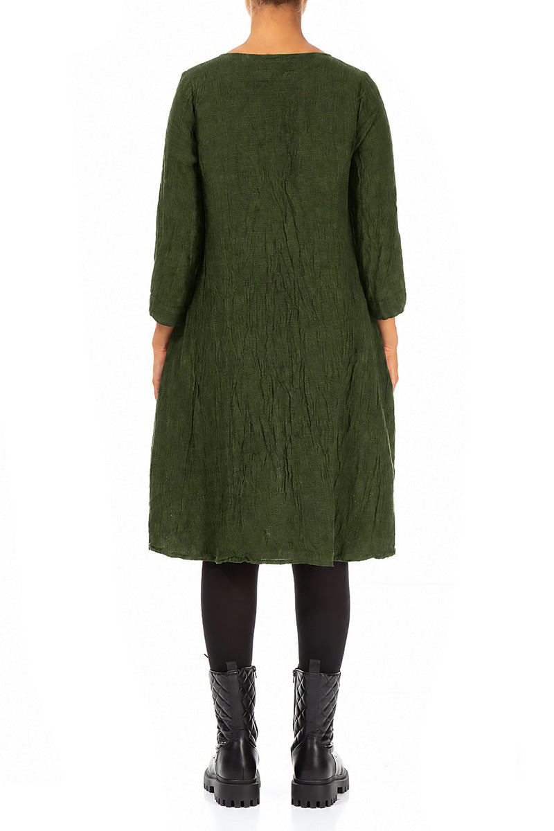Floaty Shamrock Green Mélange Linen Dress