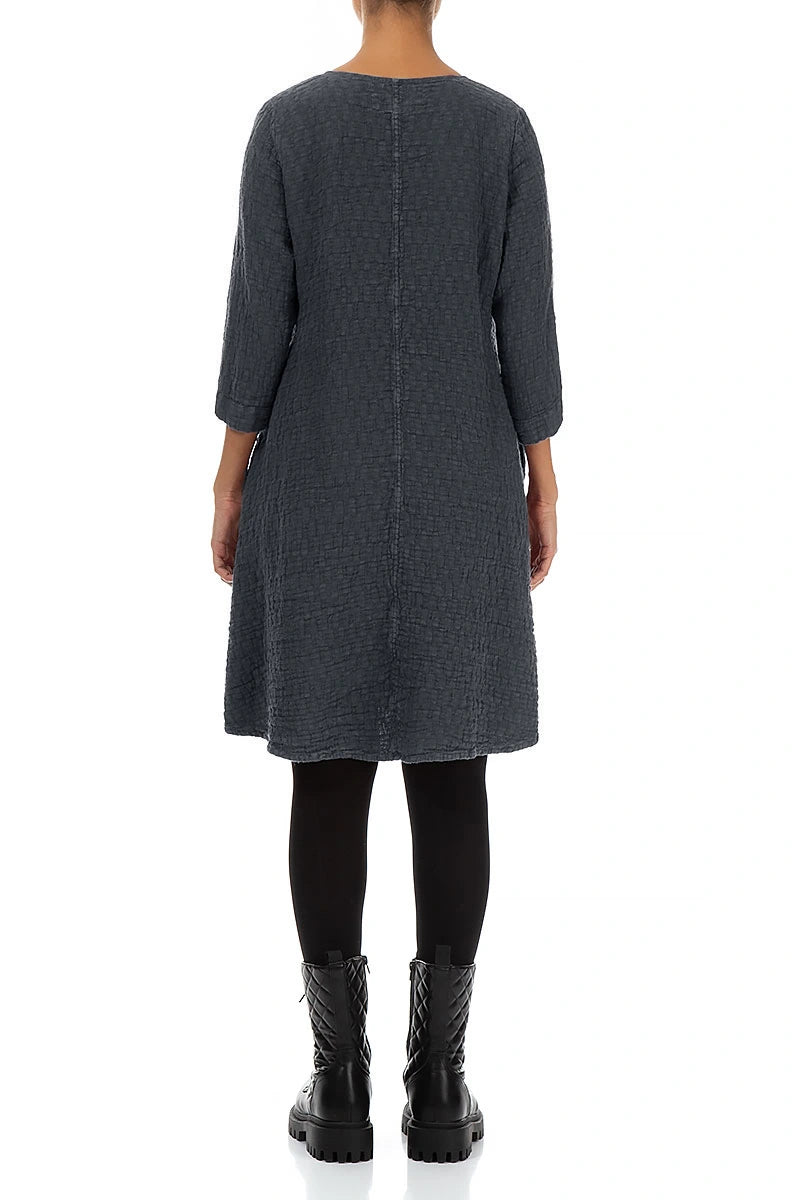 Floaty Slate Textured Linen Dress 2