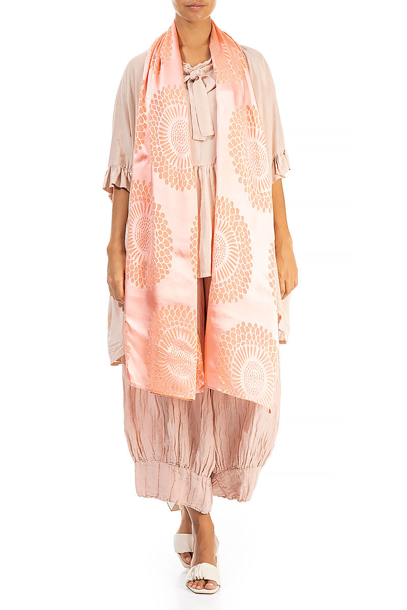 Floral Coral Silk Scarf 5